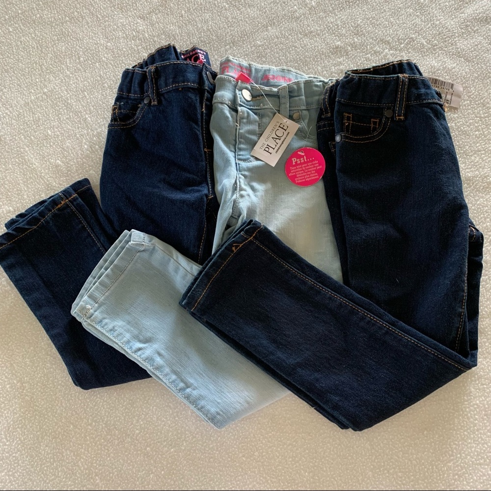 5T The Children's Place 3 Pairs of NWT Skinny Jeans Girls Adjustable Snap & Zip